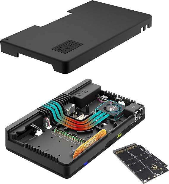 Argon ONE V5 Dual M.2 NVMe Case for Raspberry Pi 5 - Dual HDMI, DAC, Cooling