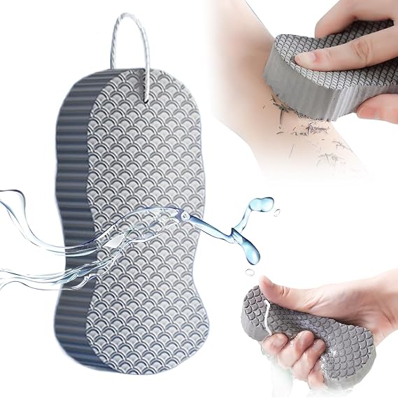 Magic Exfoliating Bath Sponge, 2025 New Super Soft Exfoliating Bath Sponges for All Skin Types, Upgrade 3D Super Soft Exfoliating Bath Sponge Skin Friendly Reusable (Grey)