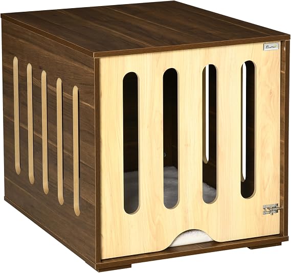 PawHut Furniture Style Dog Crate End Table with Removable Door Panel Brown