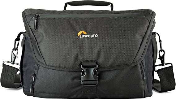 Lowepro LP37142, Nova 200 AW II Messenger Case, Camera Bag, Customizable, Portable, Fits 1-2 Pro DSLR with attached 24-105mm, Compact Drone, 3-5 Additional Lenses, Flash, Black | Includes removable shoulder strap and for storage, protection and travel