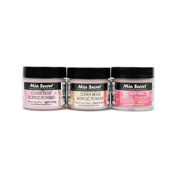 Mia Secret Cover Acrylic Powder 3 Piece Set - Pink/Beige/Rose 1 oz