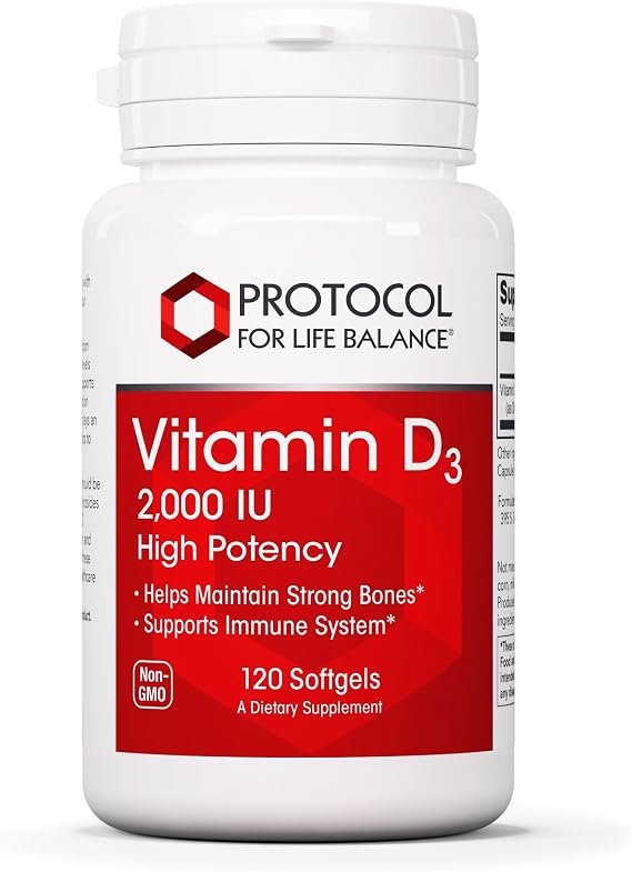 PROTOCOL FOR LIFE BALANCE Vitamin D3 2,000 IU, 120 Softgels