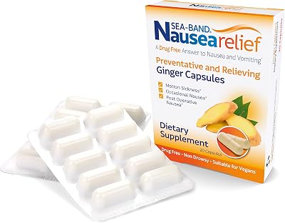Sea-Band Anti-Nausea Ginger Capsules for Motion Sickness and Nausea Relief