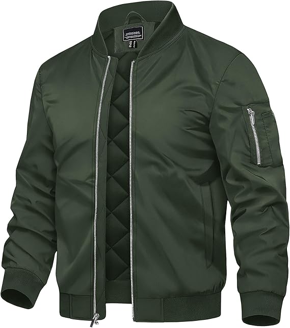 TACVASEN Men's Bomber Jacket Thermal Quilted Winter Coat for Daily Wear