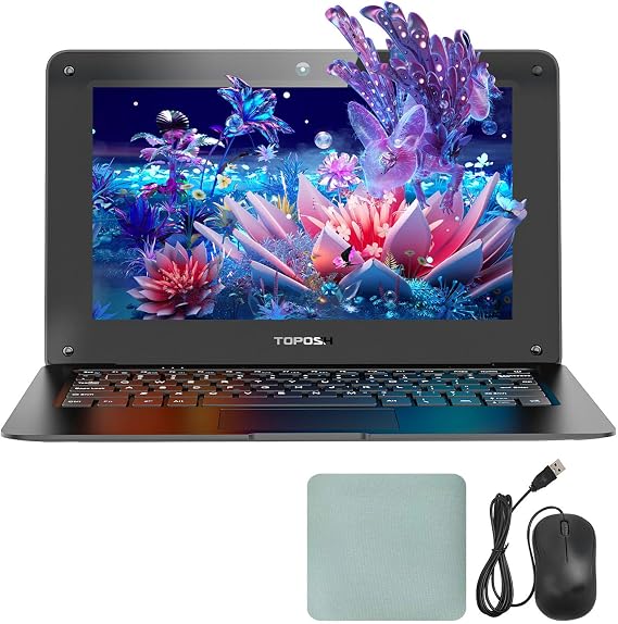 Mini Laptop 10.1 inch for Kids & Students - Portable Travel Small Laptop with Int N4000, 8GB RAM, 128GB SSD (Expandable 1TB), W10 System, WiFi, Bluetooth - Black Laptop