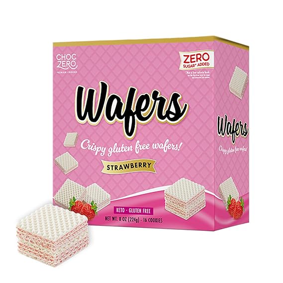 ChocZero Sugar Free Strawberry Wafer Cookies, Gluten Free