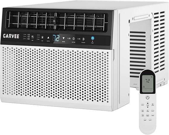 Garvee 8000 BTU u-Shaped Window Air Conditioner, Cools 350 Sq ft, Ultra Quiet with Open Window Flexibility, Remote Control, Ideal for Bedroom & Living Room