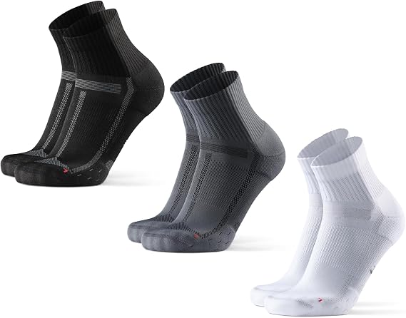 DANISH ENDURANCE Cushioned Running Socks for Long Distances, Anti-Blister & Sweat Wicking, Quarter Length, for Men & Women, Unisex, 3 or 5 Pack