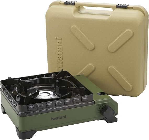 Iwatani Iwatani 岩谷 Cassette Stove, Cassette Stove, Tough Maru, Case Included, Camping, Outdoors, BBQ Stove, Power Outage Countermeasure, Olive, Made in Japan, CB-ODX-1-OL