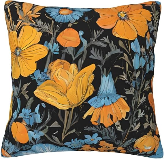 (Hippie Pattern) Print Throw Pillow Covers 18x18 in for Couch Sofa Chair Fall Velvet Decorative Pillow Covers Pillowcase for Living Room Patio Sunrooms Farmhouse Car