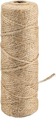 Jute Twine 3ply 2mm Diameter Burlap Ribbon Gardening String Heavy Duty Arts and Crafts or Gift Wrapping Natural 164 ft