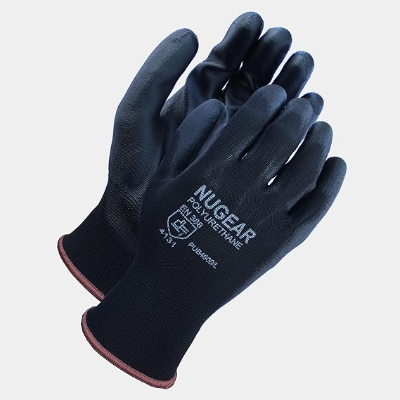 Nugear 12 Pairs Black Polyurethane Coated Glove