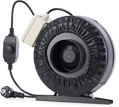 OMTech 4 Inline Duct Fan, 200cfm Exhaust Fan with Variable Speed Controller, 2500rpm Air Circulation Fan for Heating Cooling Ventilation of Grow Tents Paint Booths K40 Laser Engraving & More