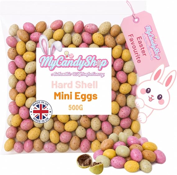 MyCandyShop Chocolate Mini Eggs 500g - Bulk Mini Chocolate Eggs Hard Shell Easter Hunt Treats - For Easter Parties & Celebrations