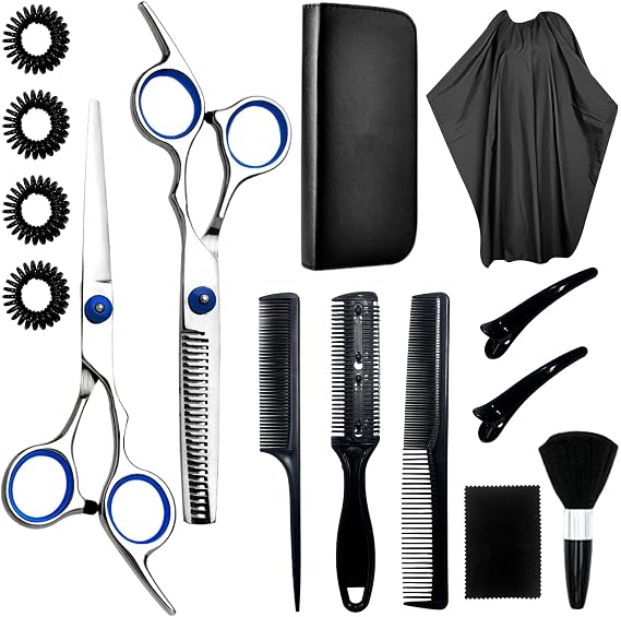 15PCS Professional Hairdressing Scissors Set, 6 Inch Stainless Steel Kit | Hair Cutting Scissors, Stainless Steel, Thinning And Barber Scissors, Men Women Kids, Home Salon Styling