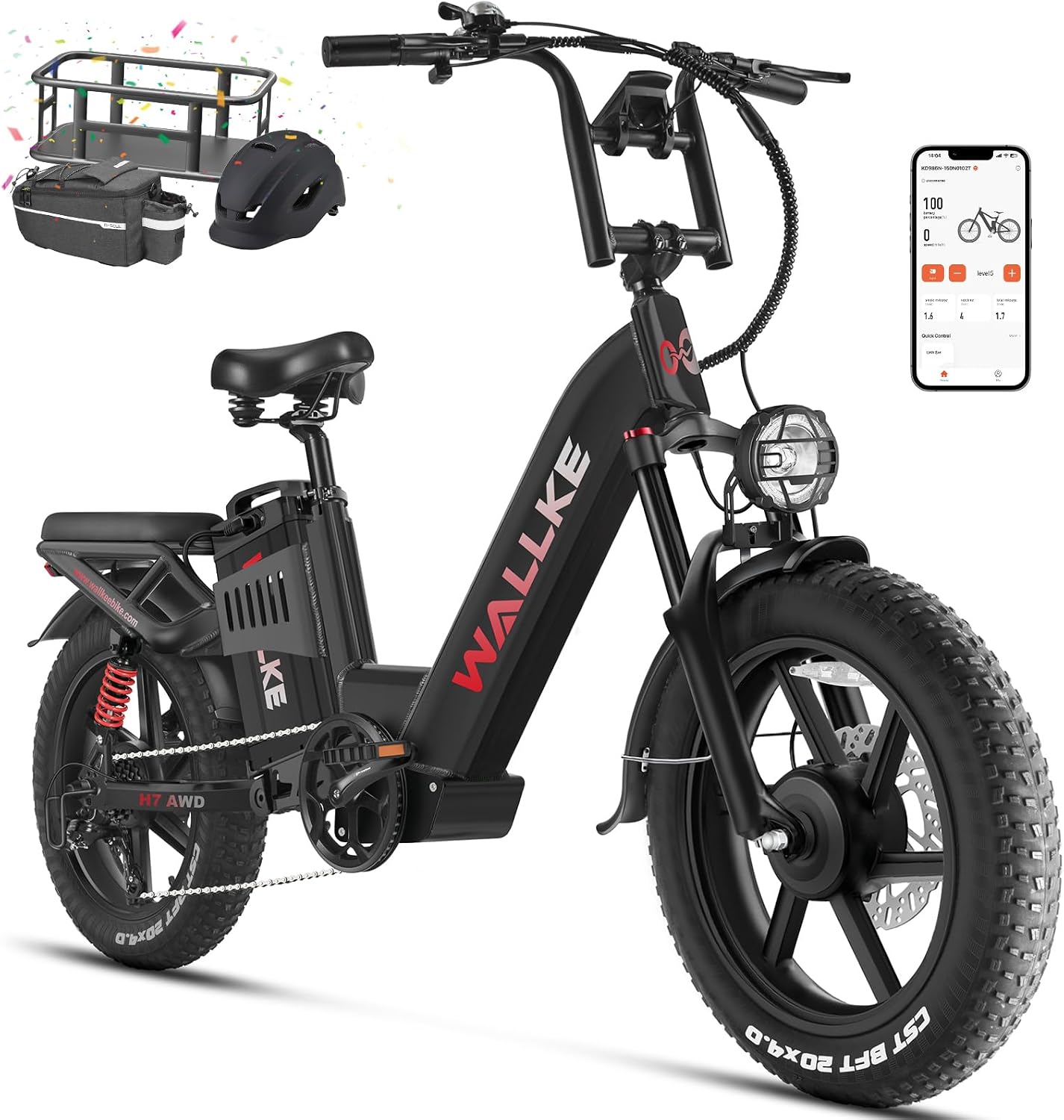 Electric Bike for Adults, 48V 40Ah60Ah 1600W3200W Peak Dual Motor Fast Long Range Ebike, 20 Inch Fat Tire Full Suspension Electric Bicycle 3134MPH, Step Thru E-bike APP Control, UL2849 Certified