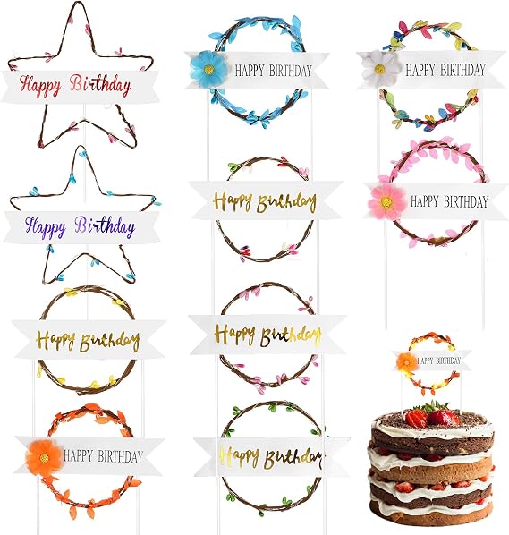 10pcs Light up Cake Decoration Set LED Birthday Cupcake Toppers for Shower and Party Celebrations