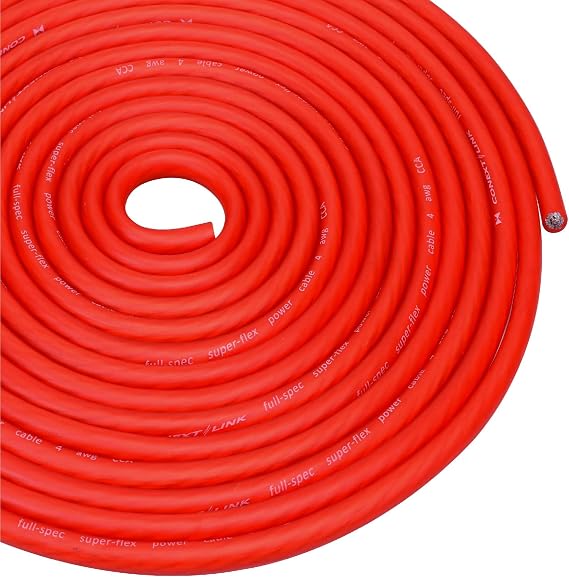 5 ft 4 GA Gauge AWG Car Amplifier Battery Power Cable Ground Wire CCA Frost Red
