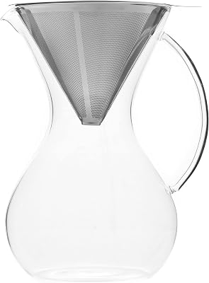 HUTCH Glass Pour Over Coffee Brewer with Double Mesh Stainless Steel Filter - Pour Over Coffee Maker Glass Carafe - 1 L