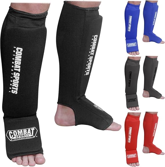 Combat Sports Shin & Instep Padded Guards, Elastic, Impact-Absorbing Shin Guards with Snug Support, Ideal for MMA, Muay Thai, and Martial Arts, Washable MMA Gear for Men and Women