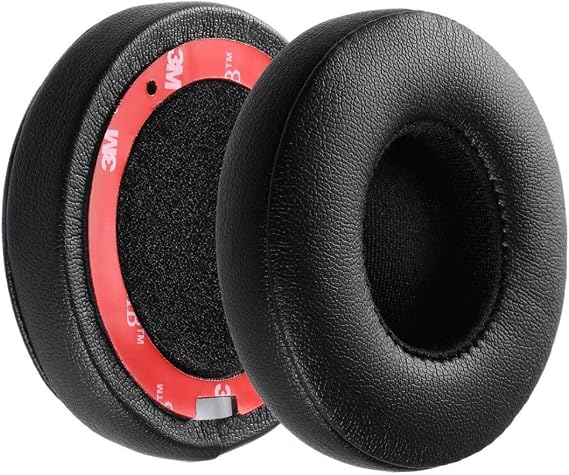Replacement Earpads Cushions for Beats Solo 2 & Solo 3 Wireless On-Ear Headphones, Solo2 Solo3 Ear Pads with Soft Protein Leather, Left/Right Pair (Black)