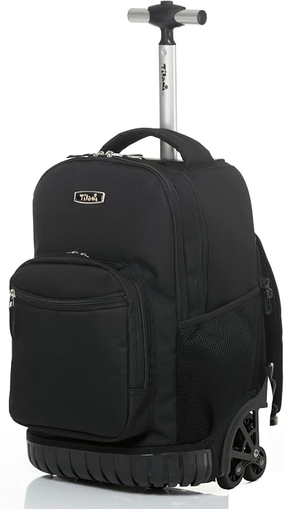 NEW TILAMI 18-Inch Rolling Backpack 6-Wheel for Kids School Travel | 6-Wheel Stair-Climbing Girls Boys Carry-on Suitcase Water-Resistant Adjustable Trolley Handle Wheels School Travel Camping