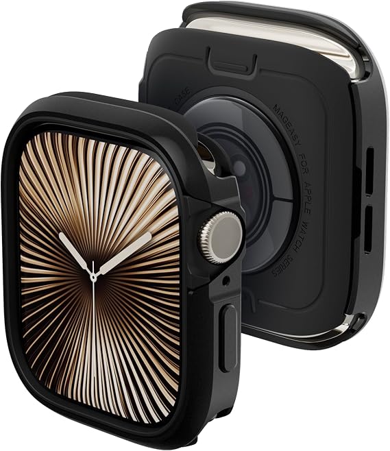 MAGEASY Aircraft-Grade Aluminum Rugged Case for 42mm Apple Watch Series 11, 10 | 2 in 1 Metal Hard Shell with Shockproof Inner Bumper for Maxed Protection, Odyssey - Midnight Black