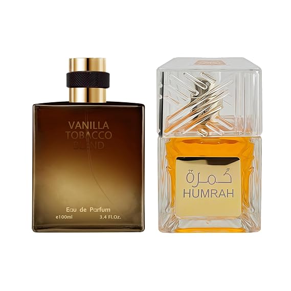 AFLUXE 2PCS Mens Perfume Cologne Long Last Strong EDP Natural Spray Gift Set, with Cocoa, Dried Fruits, Woody Fragrance for Daliy Use, 3.4 Fl Oz / 100 mL Each (Humrah & Vanilla Tobacco)