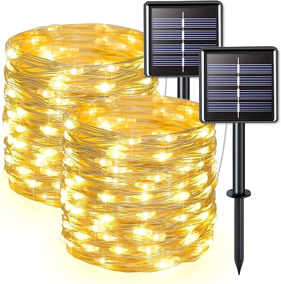 Güneş Enerjili LED Işık Zinciri – 20 Metre, 200 LED, IP64 Su Geçirmez, 8 Modlu, Sıcak Beyaz Işık, Bahçe, Ağaç, Teras, Düğün, Parti ve Noel Dekoru için [Enerji Sınıfı A]