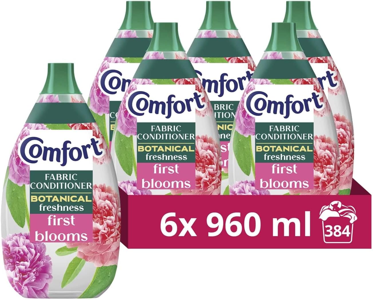 Comfort Botanical Fabric Conditioner First Blooms 64 washes 960ml - Pack of 6