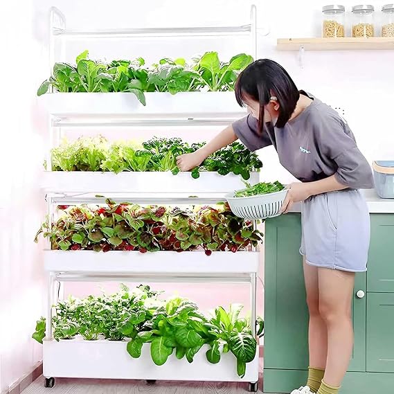 Hydroponics Tower With LED Grow Light - Garden Hydroponic Growing System For Herbs, Fruits, And Vegetables - Aeroponics Grow Kit For Planting Spaces