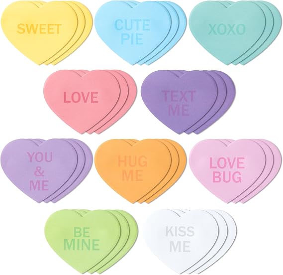 TICIAGA 30PCS Love Heart Sticky Notes Romantic Conversation Self-Stick Note Mini Cute Memo Pads Inspirational Heart Shaped Writing Notepads for Birthday Gifts Home Office Supplies