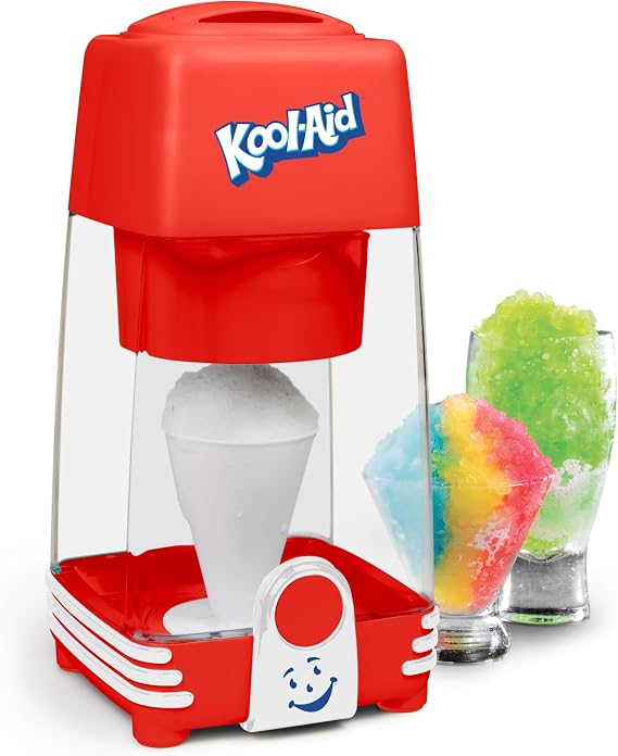 Kool-Aid Retro Snow Cone Maker and Electric Table-Top Ice Shaver, Vintage Shaved Ice Machine Includes 1 Reusable Plastic Cup and Ice Mold, Red