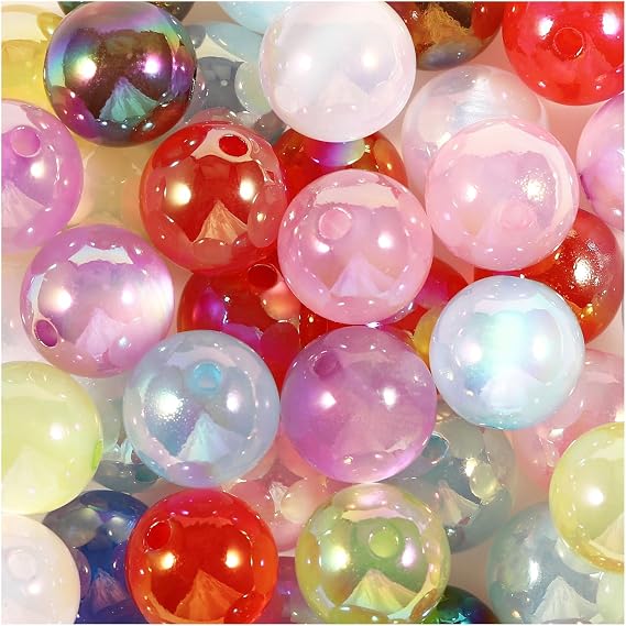25Pcs Acrylic Beads 16mm Mirror Plated UV Cat Eye Beads for Beadable Pens Keychains Bracelets Necklaces Earrings DIY Jewelry Making (Mixed Color)