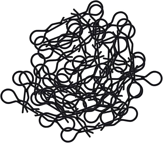 100pcs RC Body Clips Bent Springy R Pins Bent for 1/8 1/10 1/12 Car Truck Crawler Buggy Shell Replacement (Black)