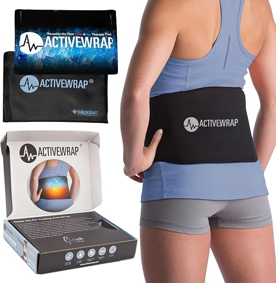 ActiveWrap Lower Back Ice Pack Wrap, Large/X-Large Hot & Cold Therapy with Reusable UltraFlex Gel Pads Heat Wrap & Wearable Ice Pack for Back Pain Relief, Sciatica, Tailbone & Lumbar Support
