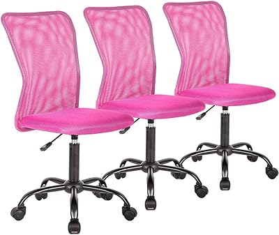 Office Chair Desk Chair Computer Chair with Lumbar Support Swivel Rolling Mid Back Mesh Executive Chair for Adults 3 Pack Pink