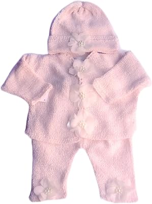 Knitted Baby Pink Cotton Bunting Hat Set