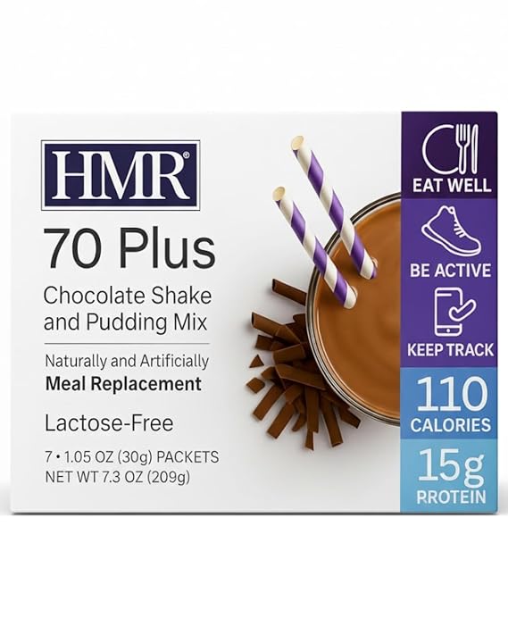 HMR 70 Plus Chocolate Shake & Pudding Mix, 15g Protein | Shake & Pudding Mix Rich Chocolate Flavor Meal Replacement 15g Protein Easy to Prepare