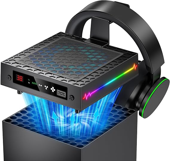 LED Display Automatic Fan for Xbox Series X with 9 RGB Light Modes