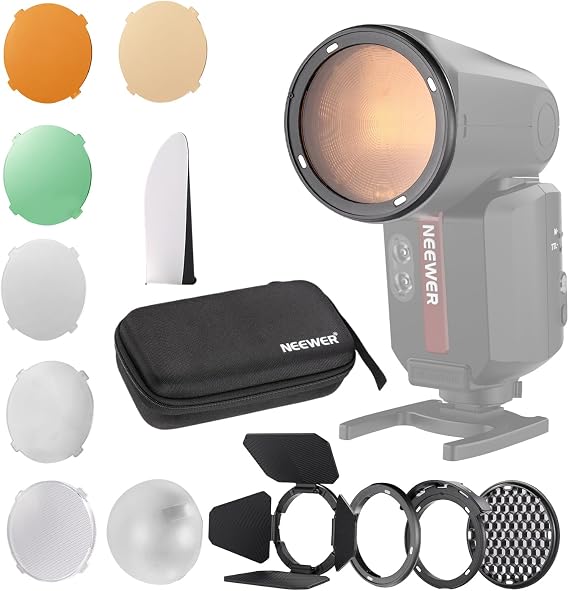 NEEWER CRM2 Magnetic Accessories Kit for Round Head Flash, Speedlite Light Shaper Modifier Diffuser Set Compatible with Godox V1 & V100, NEEWER Z3R-C/N/S, Z2-C/N/S/F, Z2Pro-C/N/S/F, Q120, Q200 | Modifier Diffuser Set Compatible with Godox V1 & V100, NEEWER Z3R-C/N/S, Z2-C/N/S/F, Z2Pro-C/N/S/F, Q120, Q200