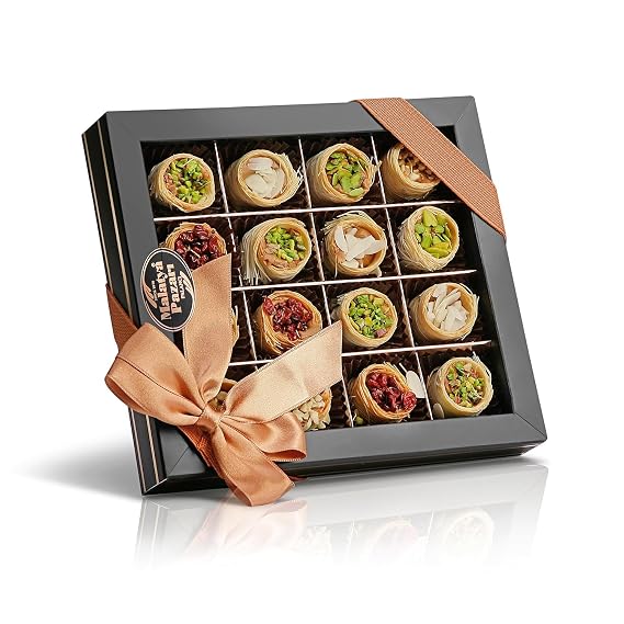 Malatya Pazari Turkish Delight Candy with Nuts & Kadaif Coating, 5.5oz | Premium Lokum, Middle Eastern Sweets, Candy Variety Pack, Pistachio, Almond, Vegan Snack Box, Small Gift Box, Halal Food