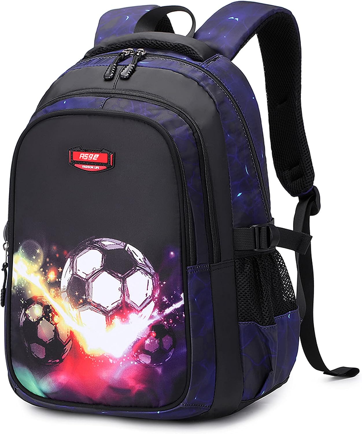 Asge School Bags for Boys Large Backpack for Teenage Girls Multi Pocket Travel Activity Back Packs Men Football Print Kids Rucksack Laptop Backpack 15.6 Inch