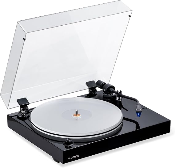 Fluance RT85 Reference High Fidelity Vinyl Turntable Record Player with Ortofon 2M Blue Cartridge, Acrylic Platter, Speed Control Motor High Mass MDF Wood Plinth Vibration Isolation Feet - Piano Black