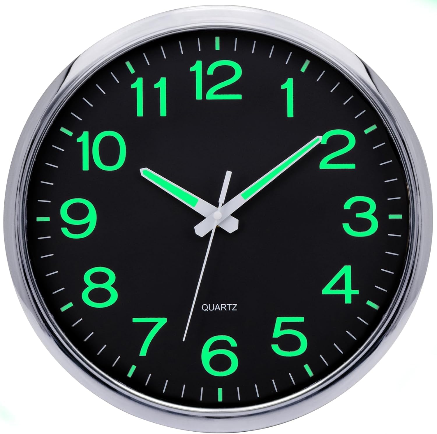 Warminn 12 inch Wall Clocks Glow In the Dark Silent Non Ticking Night Lights Luminous Modern Vintage Large Digital Clock for Kitchen Bedrooms Bathroom Living Room Garden Kids