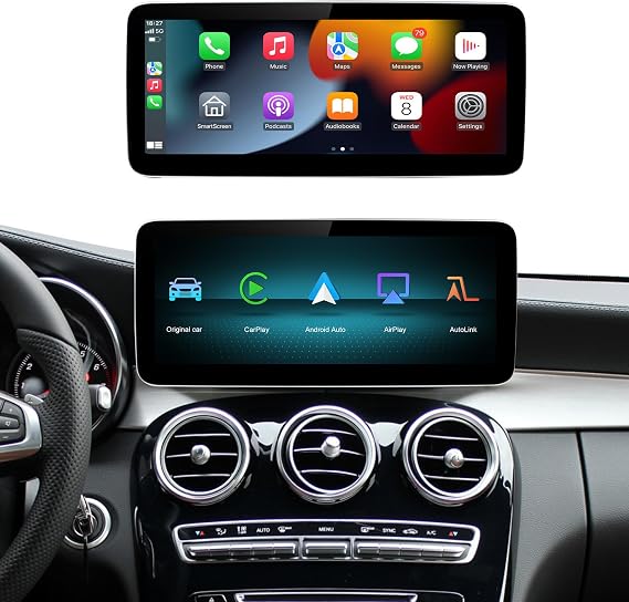 Wireless Carplay/Android Car 12.3 Inch Multimedia Radio Linux Touchscreen for Mercedes Benz NTG5.0 GLA CLA GLC AirPlay/Mircast/USB HD Resolution 2400 * 900