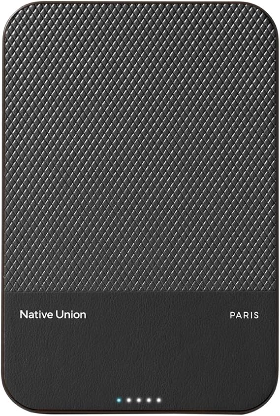 Native Union (Re Classic Power Bank | Magnetic - Qi2 MagSafe Compatible 5000mAh 15W Portable Charger - USB-C Cable Included - Compatible with iPhone Air, 17, 17 Pro Max, AirPods Pro 3 & More (Black)
