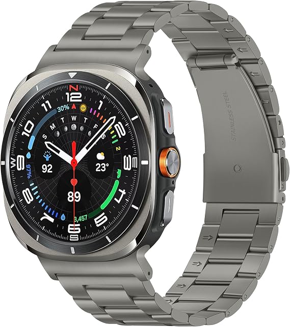 Metal Strap Compatible with Samsung Galaxy Watch Ultra Straps (2025/2024) 47mm, No Gap Stainless Steel Band for Galaxy Watch Ultra 47mm, Grey Titanium