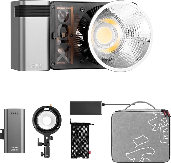 ZHIYUN MOLUS X100 100w COB LED Video Light, 2700K-6500K Bi-Color Camera Light, with Bluetooth App Control Photography Lighting (X100-COMBO)