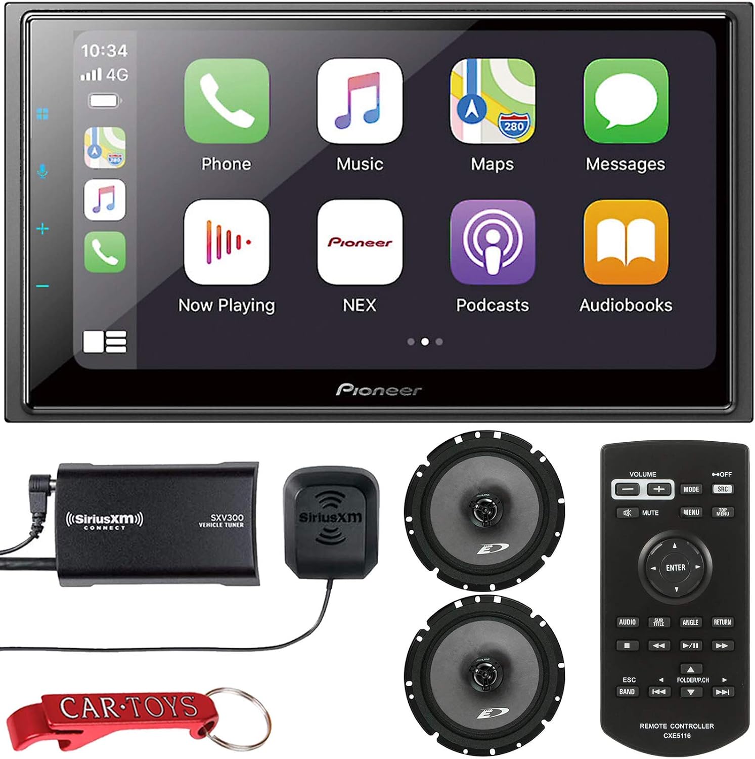 Pioneer DMH-W4660NEX Car Stereo Bundle with SiriusXM Tuner & Coaxial Speakers. 6.8 Capacitive Multimedia Receiver with Wireless Apple CarPlay and Android Auto, Alexa, SiriusXM Ready, Maestro Ready